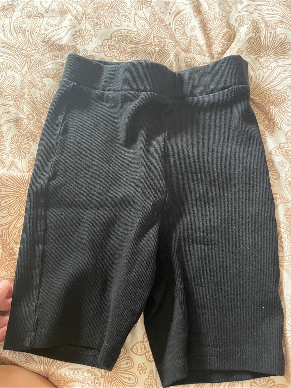 Vici Black Ribbed High-Rise Bike Shorts